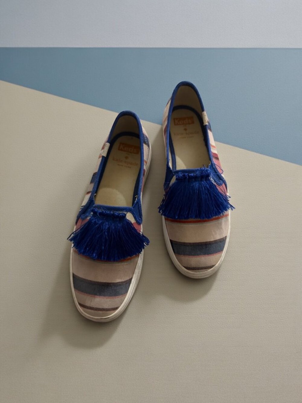 KEDS x Kate Spade Striped Slip On Sneakers Size 5